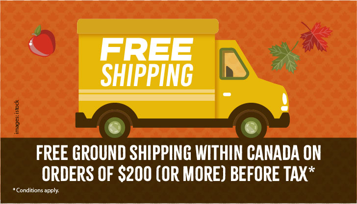Free ground shipping within Canada on orders of $200 (or more) before tax. Some conditions do apply - see FAQ's for further details