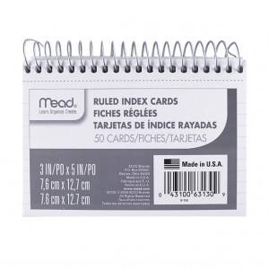 Mead Wirebound 3X5 Index Cards