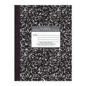 Marble Composition Book - Black Quad