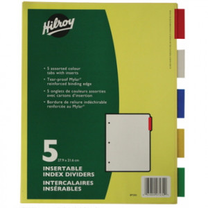 Hilroy Insertable File Dividers - 5 Tab