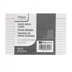 Mead Ruled 4X6 Index Cards - UVIC Bookstore