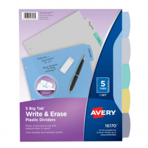 Avery 5 Big Tab Write & Erase File Dividers