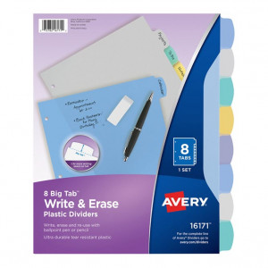 Avery 8 Big Tab Write & Erase File Dividers
