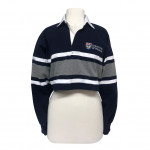 UVIC Cropped Rugby Top- Navy/White Stripe