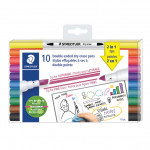 Staedtler Chisel Tip & Bullet Tip Dry Erase Marker - 10 Pack