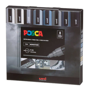 POSCA Paint Marker Set | 8 Medium Monotones (PC-5M)