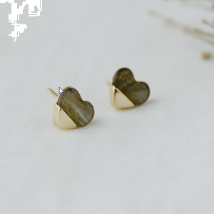 Glee Full Heart Gold Studs Labradorite