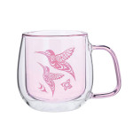 Double Walled Coloured Glass Mug-Hummingbird