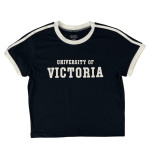 Women's Cropped Strip Ringer Tee