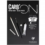 Clairefontaine Carb'On Black Glued Paper Pad, 120 g, A5, 20 Sheets