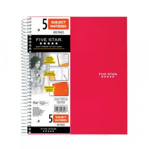 Five Star Wirebound 5-Subject Notebook, 11″ X 8-1/2″, 200 Sheets