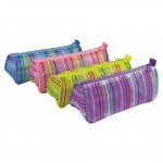 Multi Stripe Mesh Triangular Pencil Case