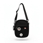 Corduroy Crossbody Bag with Pin Display