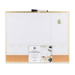 U Brands Gold Frame Dry Erase 2-in-1 Planner Board - 16" x 20"