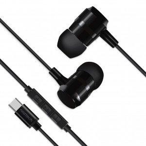 Naztech Earbuds Wired USB-C Noise Cancelling Mic In-Line Controls Full Metal Housing - Black