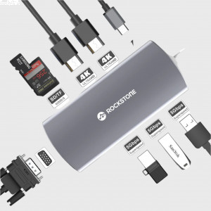 Rockstone USB-C 9-in-1 Hub - Grey