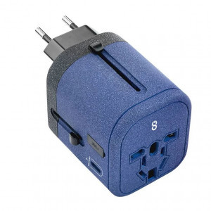 LOGiiX World Traveler + USB Travel Adapter - Navy