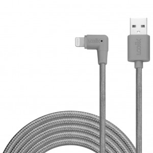 Logiix Piston Connect Xl 90 3m USB-A to Lightning - Grey