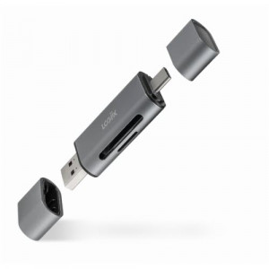 LOGiiX USB-C & USB-A 2-in-1 SD/MicroSD Card Reader - Grey