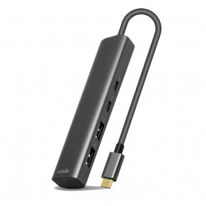 LOGiiX USB-C To Multiport Slim Hub 3x USB-C - Grey