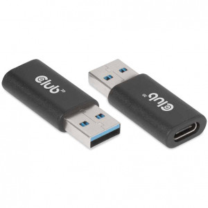 Club3D USB 3.2 To USB-C 3.2 Male/Female Adapter Black