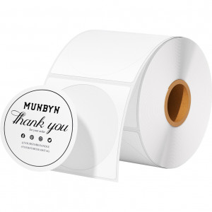 MUNBYN Thermal Sticker Label Roll Circle - White 1500ct