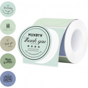 MUNBYN Coloured Thermal Sticker Label Roll - Summer 150Ct Circle