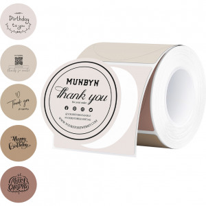 MUNBYN Coloured Thermal Sticker Label Roll - Autumn 150Ct Circle