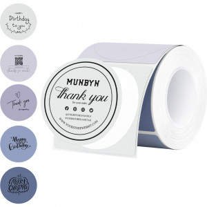 MUNBYN Coloured Thermal Sticker Label Roll - Winter 150Ct Circle