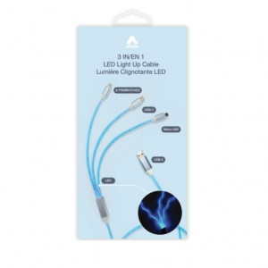 Amaze Light-Up USB Multi 3.5' USB-A - USB-C-Lightning & Micro